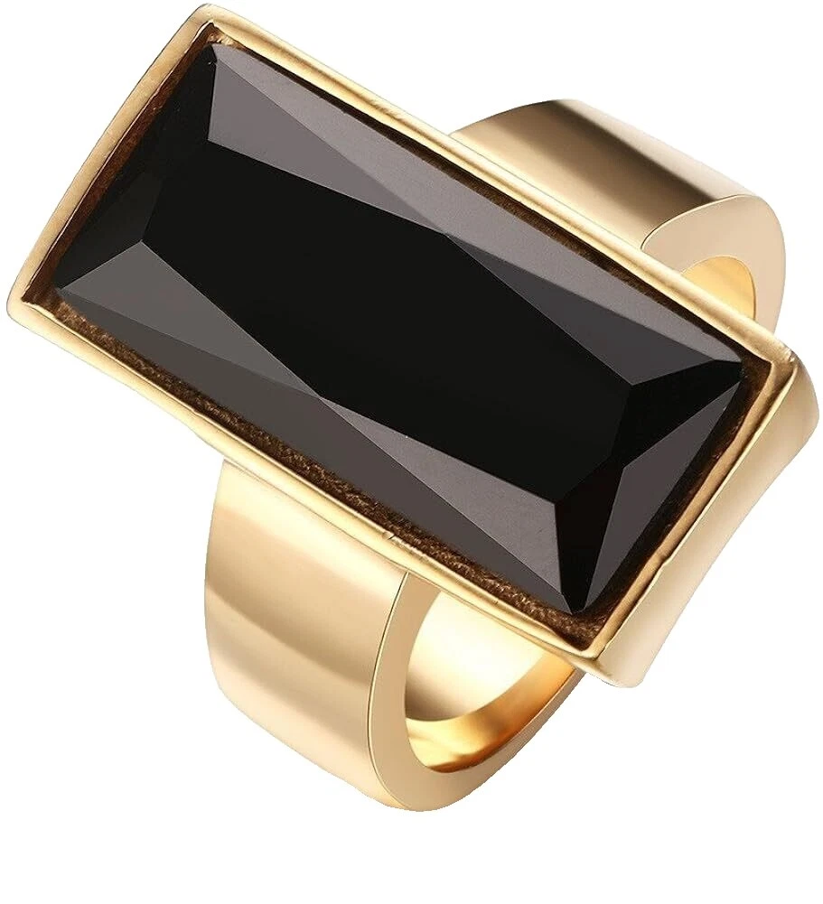 Glass Black Fashion Rings