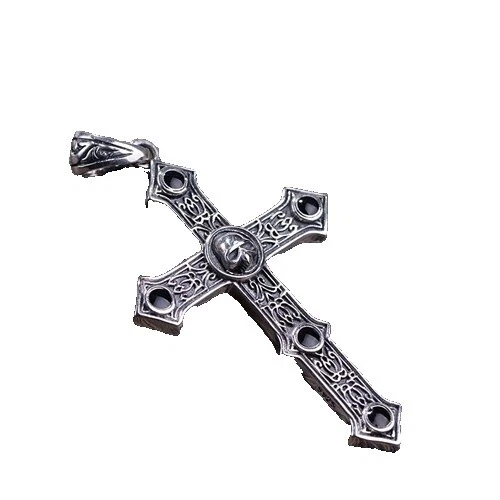 Collares y colgantes de plata de ley obsidiana para hombres