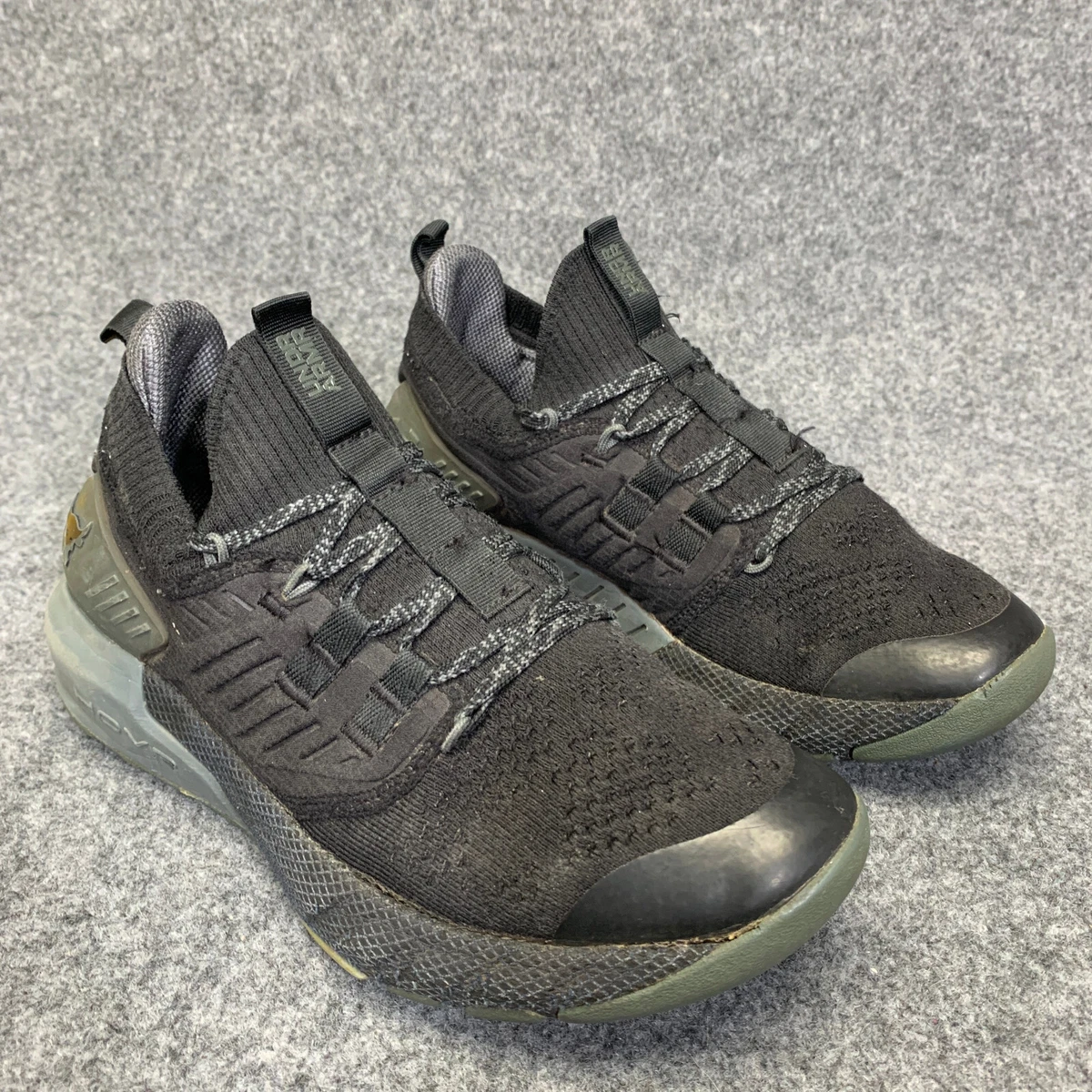 Under Armour Project Rock Boys Size 5.5 Youth Black Shoes Sneakers