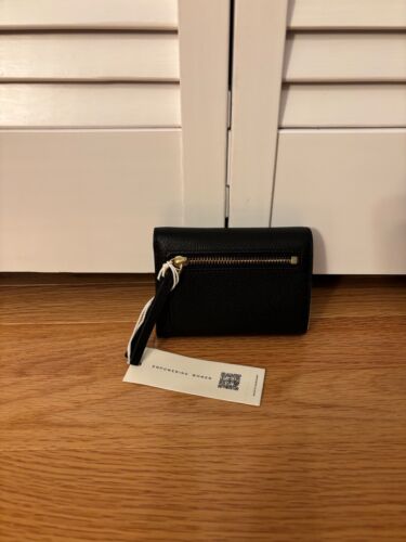 Tory Burch NWT Robinson Pebbled Small Wallet Black Leather - Picture 3 of 5