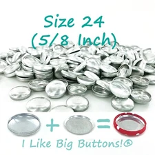 100 Cover Buttons: Pick FLAT or WIRE Size 24 (5/8"/15mm) Fabric Covered Buttons