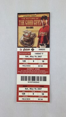 MLB 2007 05/19 Texas Rangers at Houston Astros Full Ticket - Wandy Rodriguez WP