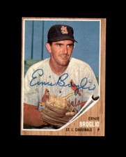 Ernie Broglio Hand Signed 1962 Topps St. Louis Cardinals Autograph