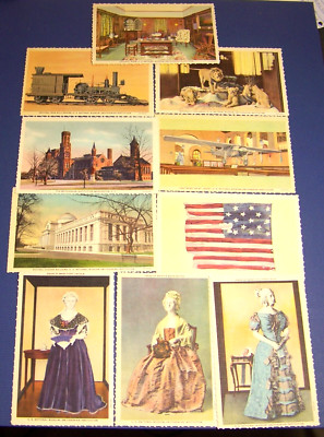 10 Curt Teich, Smithsonian Series, 1934 & '38, Pristine Unposted, deckle edge