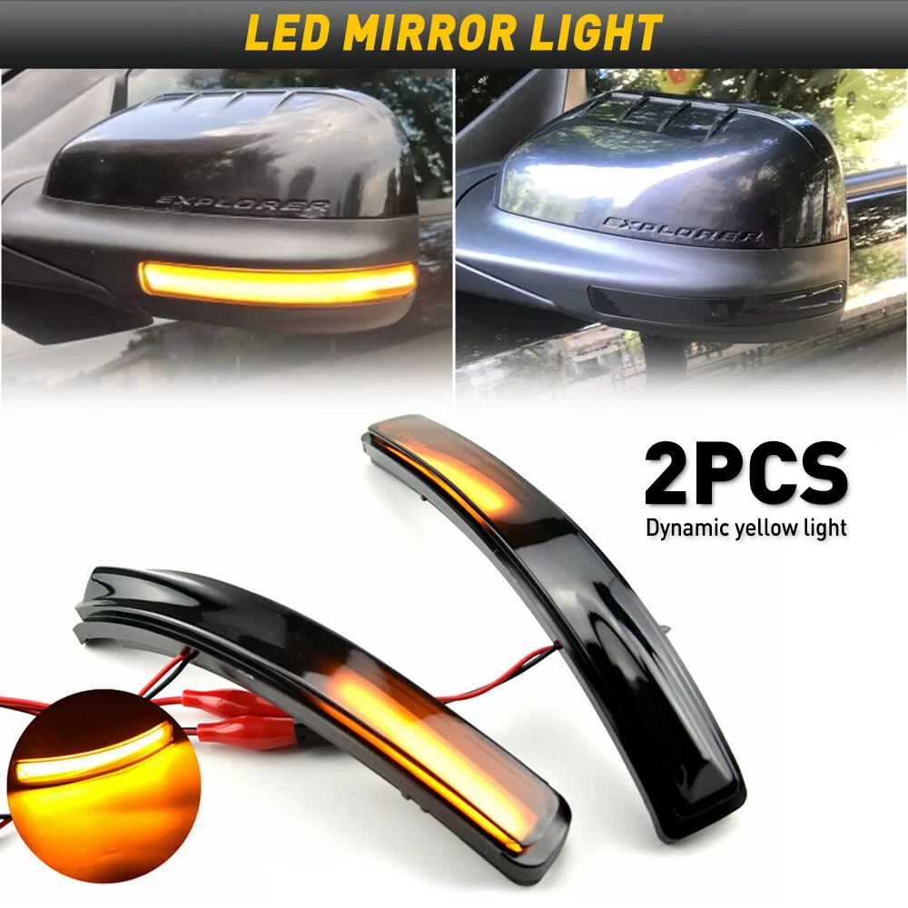 Sequential LED Smoked Side Mirror Turn Signal Lights For 2011-2019 Ford Explorer