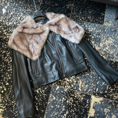 Bomboogie - Kunstlederjacke mit Fake-Fur Kragen - neu mit Ettikett - Größe L 