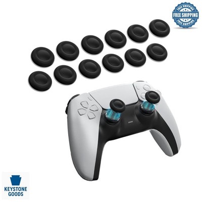 12-Pack Black PS4/PS5 Joystick Caps Upgrade Set - Anti-Slip & Scratch-Resista...