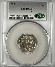 1923 Buffalo Nickel : CAC MS64