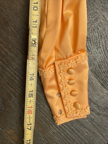 Vtg 60s Orange Satin Maxi Dress Goddess Formal Prom sz 6 - Picture 16 of 16