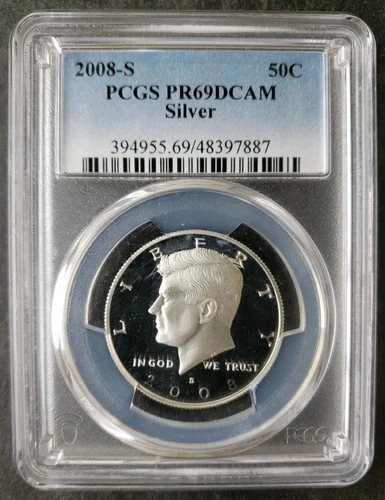 2008 S Proof 50c Kennedy Silver Half Dollar PCGS PR69 DCAM