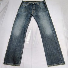 Levi  s 501 38x34 Blue Jeans Button Fly Straight Leg Distressed Fade Q Tab