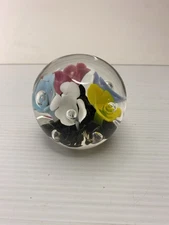 Maude And Bob St Clair Floral Flowers Controlled Bubbles Sphere Paperweight