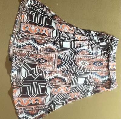 HANNAH Geometric Midi A-Line Skirt Brown Orange White Black PL Plus Size Women