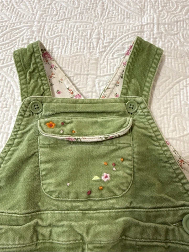 Vintage Baby Gap Velvet Velour Overalls Pants Green Infants 6-12 months Cotton - Изображение 2 из 4