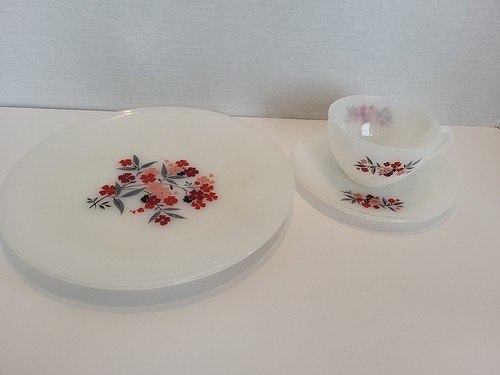 Vintage Anchor Hocking Fire King Primel 3-teiliges Gedeck, Tasse Untertasse Speiseteller - Bild 2 von 8