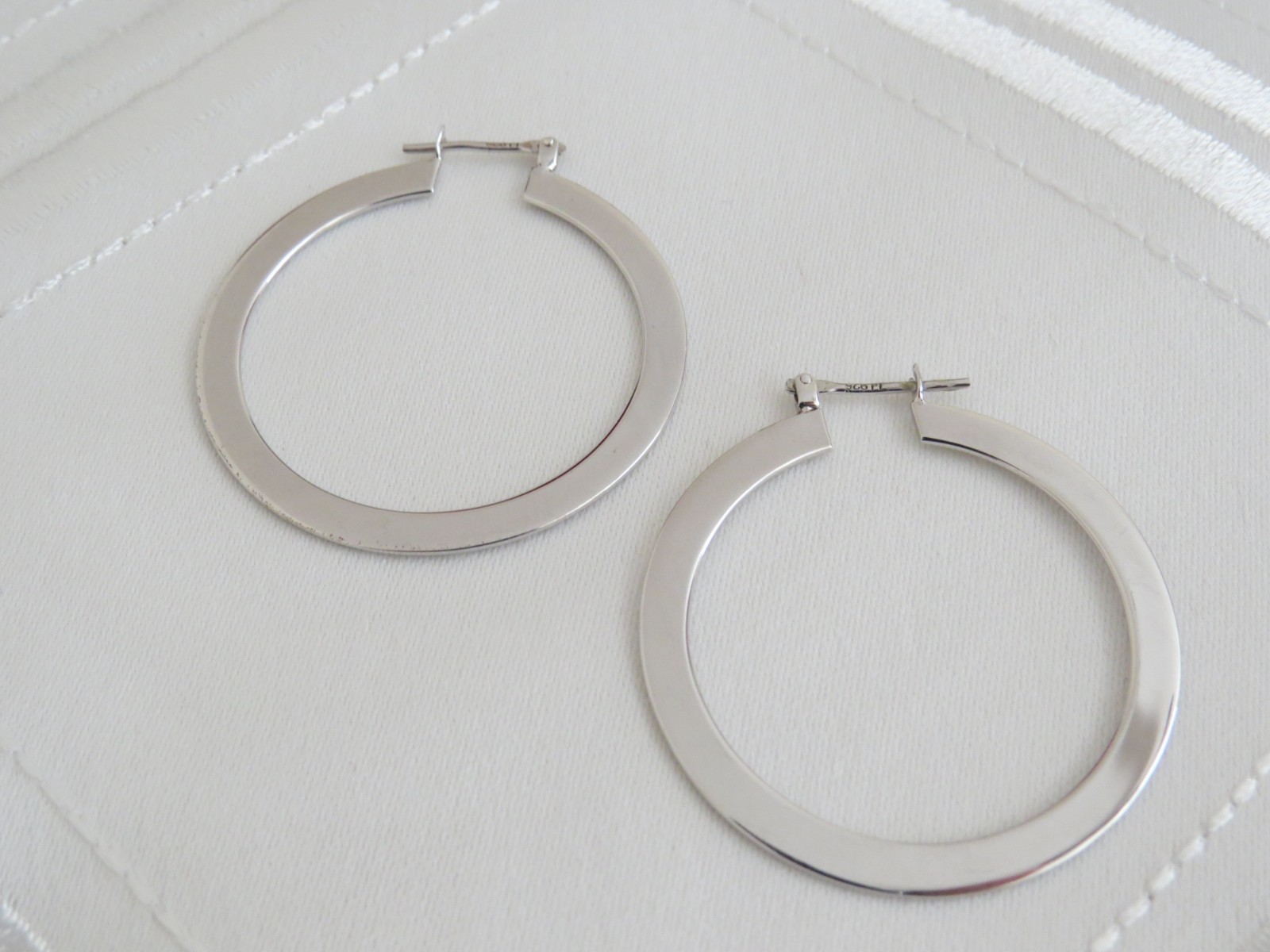 925 Solid Sterling Silver Tarnish-Resist Hoop Ear… - image 1