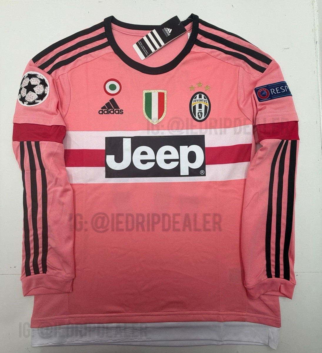 ユベントス ポグバ #10 長袖 ユニフォーム ピンク  2015/16 Juventus Pink Away Retro Jersey Long Sleeve Pogba #10