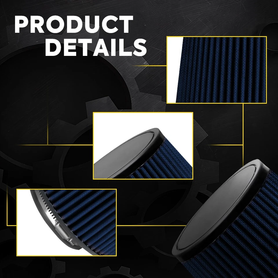 Camión de 4" de largo rendimiento alto flujo cono de admisión de aire frío filtro seco azul EXV Foto 2 de 4