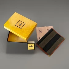 Vintage Authentic FENDI Pequin Stripe  PASSPORT HOLDER CANVAS & LEATHER Italy