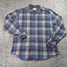 Weatherproof Vintage Shirt Men Large Blue Plaid Flannel Lumberjack Casual Button