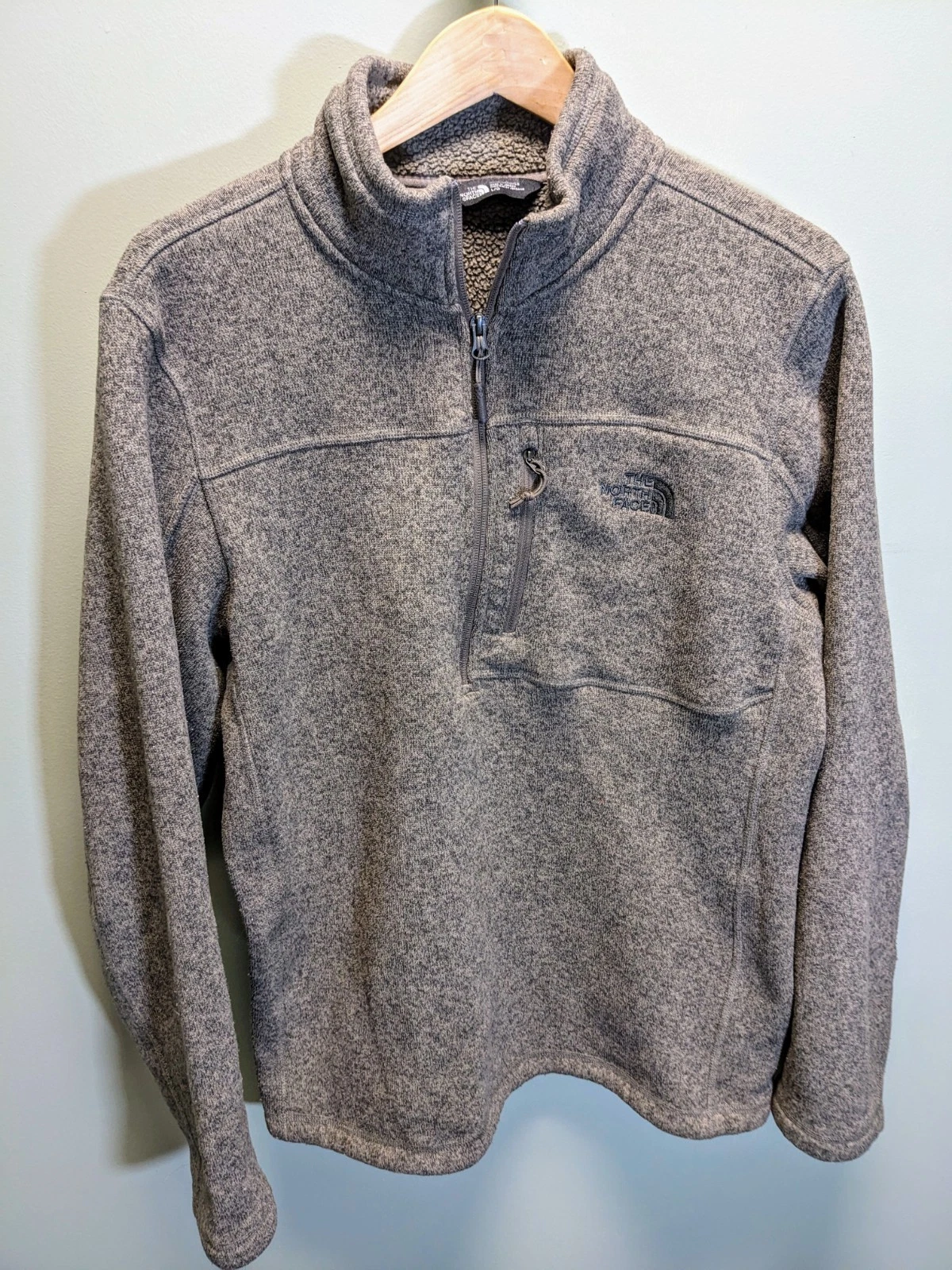 The North Face Fleece Jacket 1/4 Zip Large Olive Heather Outdoor Hiking
