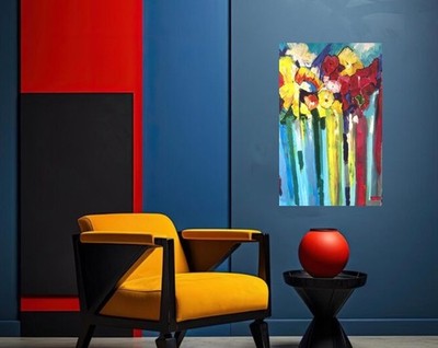 Original Acrylic Painting On Stretched Canvas Abstract  90cm x 60cm, 24x35in