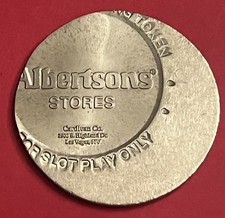 ¡Hallazgo raro! Moneda redonda vintage Albertsons Stores Las Vegas Nevada Slot Play