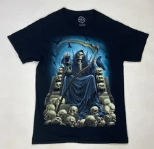 ODM Grim Reaper Skull Graphic T-shirt Men Small Black Short Sleeve