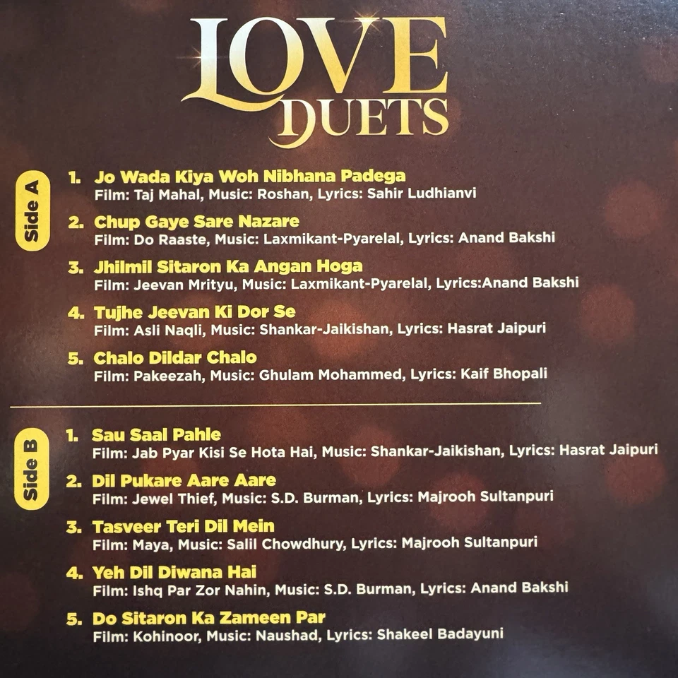 Love Duets Lata Mangeshkar & Mohd Rafi LP Vinyl Record Bollywood Indian Mint - Image 3 of 4