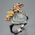 Carving jewelry Natural Labradorite Ring 925 Sterling Silver Size 10 /R456918