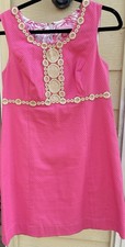 Lilly Pulitzer Rosie Shift Pink Gold Dress Size 8