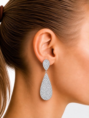 Sparkling Rhinestone Teardrop Dangle Earrings Statement Drop Elegant Crystal