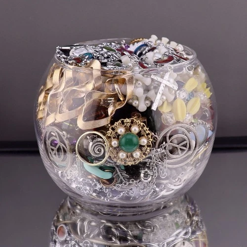 Vintage Costume Jewelry Jar Mixed Lot 2.7 lbs Necklaces Rings Earrings & More