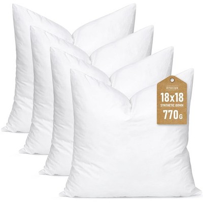 Artscope Synthetic Down Pillow Insert, 18x18 Down Alternative Throw Pillow In...