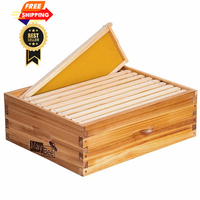 10-Frame Beehive Box Langstroth Medium Super Bee for Sale Wax Coated Bee...