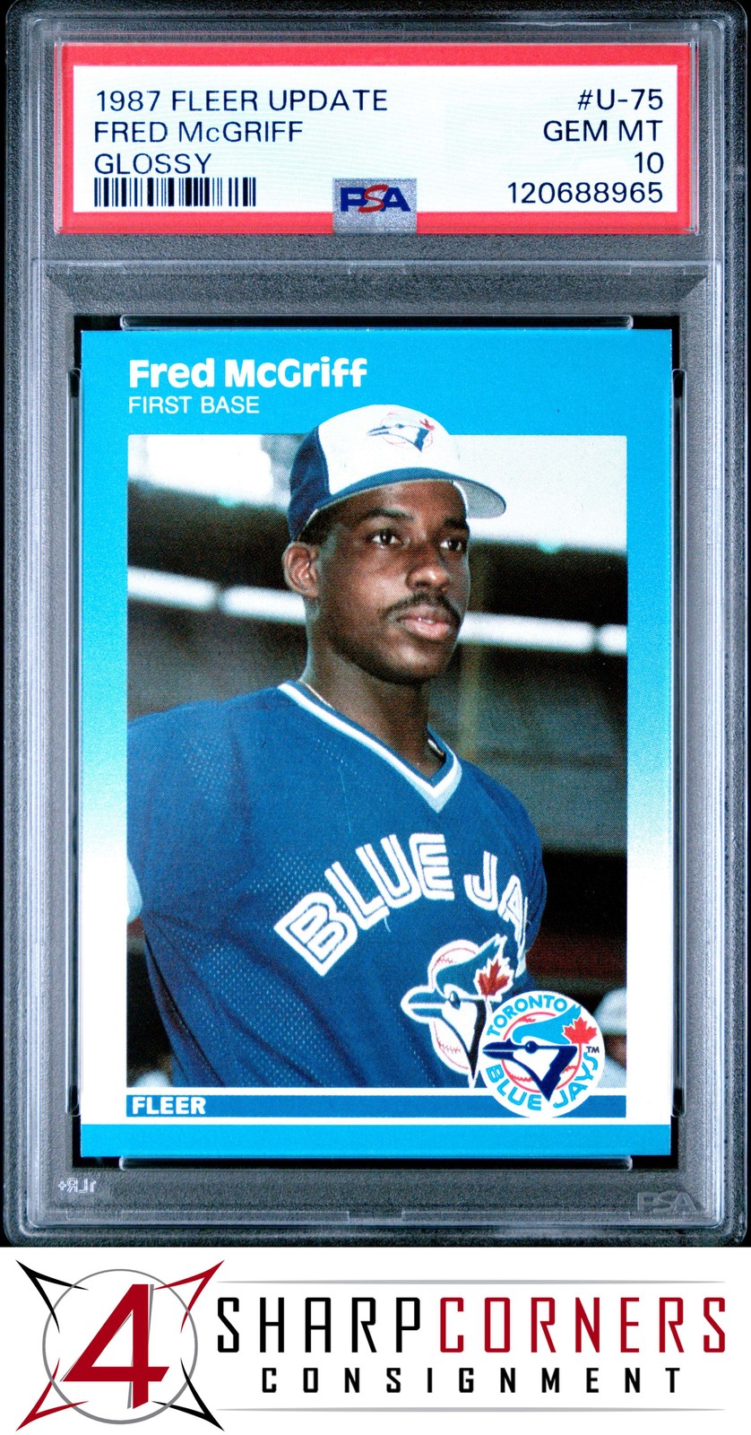 1987 FLEER UPDATE GLOSSY #U-75 FRED McGRIFF BLUE JAYS HOF PSA 10