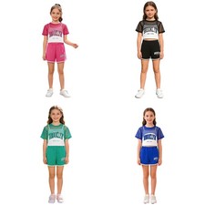 Girls 3 Piece Set Casual Streetwear Beach Crop Top Shorts Set Sports Workout