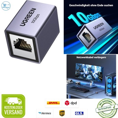 LAN Kabel Verlängerung Kupplung Ethernet Verbinder Cat7 Cat6 Cat5e 10Gbps Grau