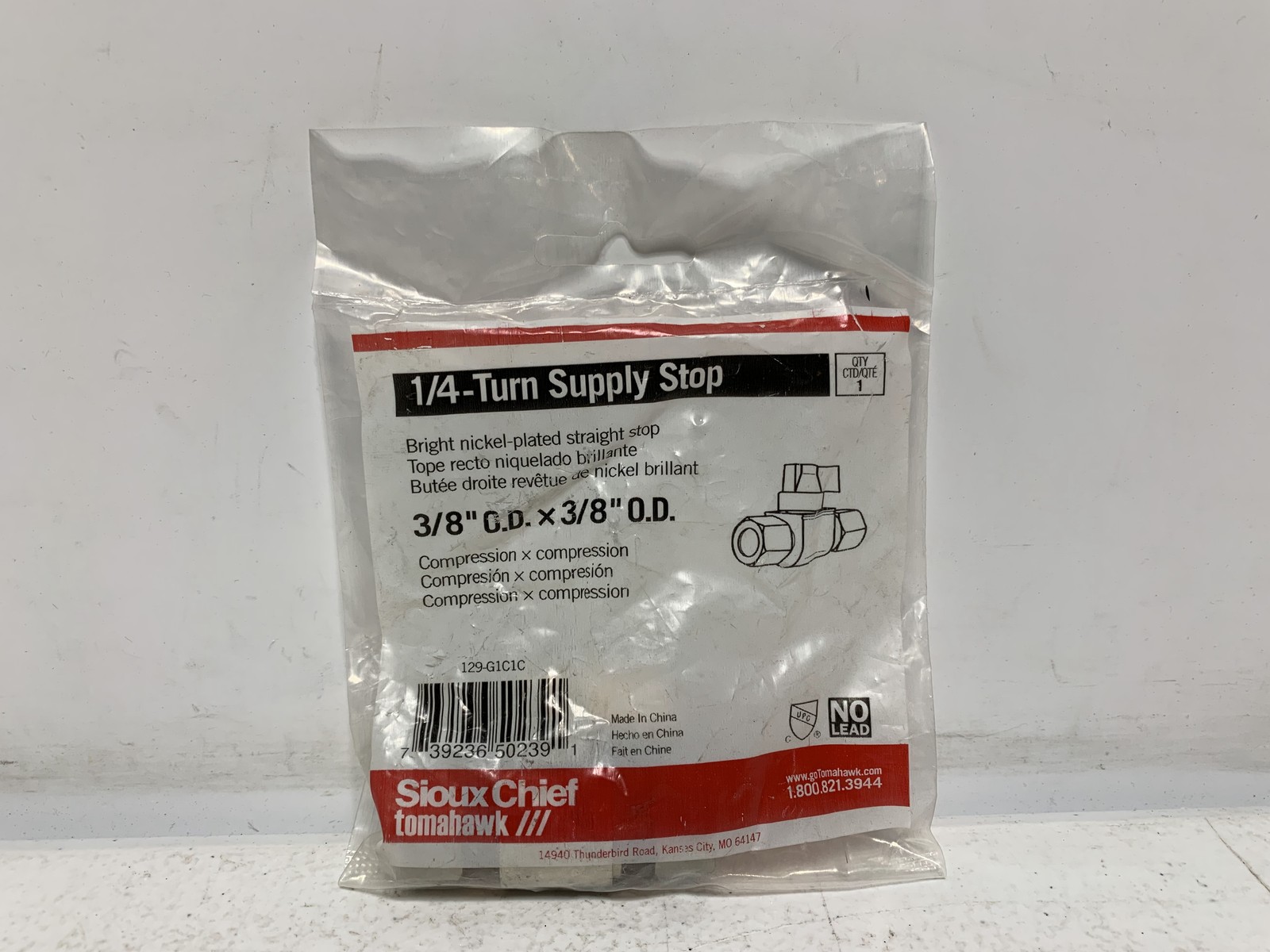 Sioux Chief 129-G1C1C 3/8 Inch Compression Supply Stop Valve for Plumbing