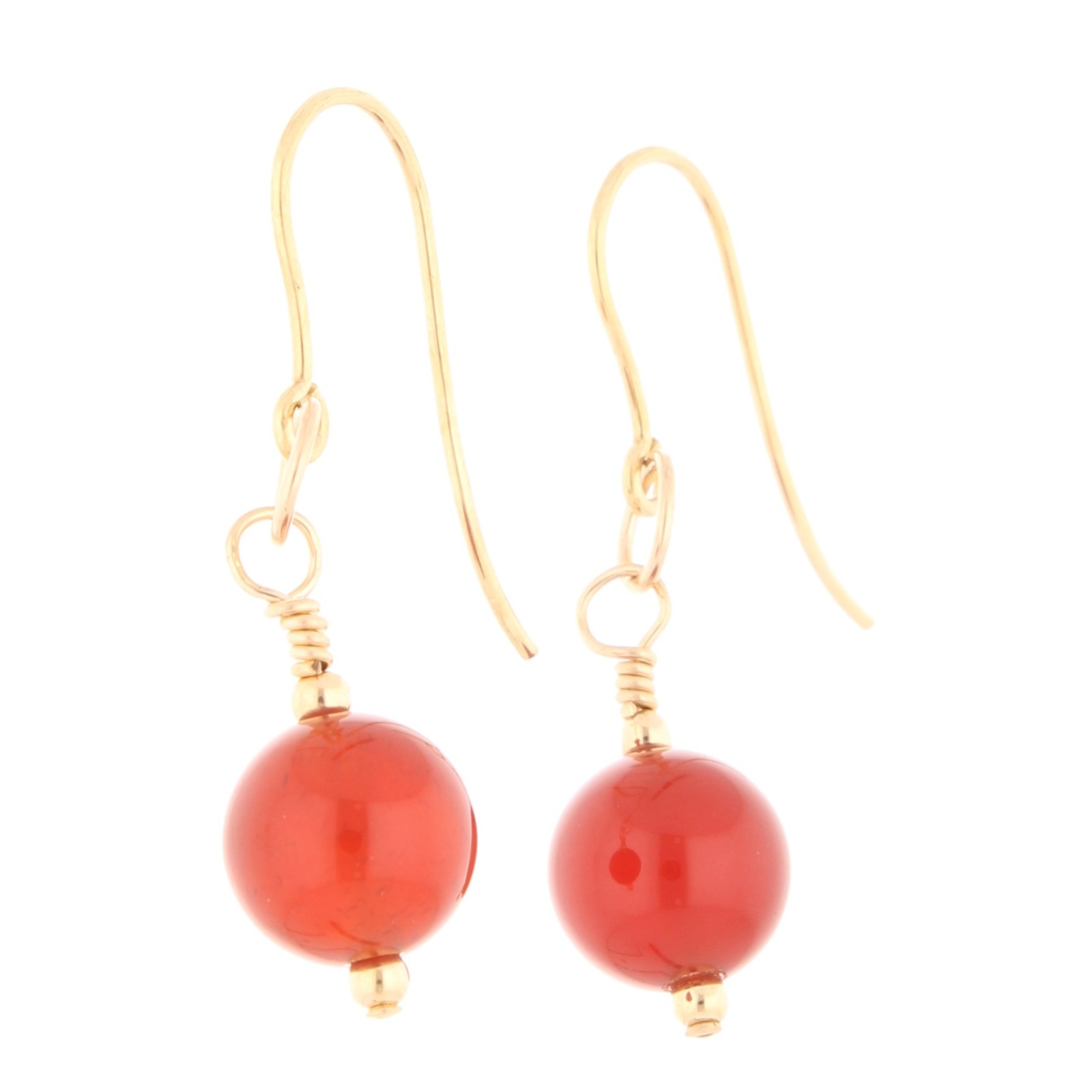 9Carat Yellow Gold Agate Dangle Earrlings (8x31mm)