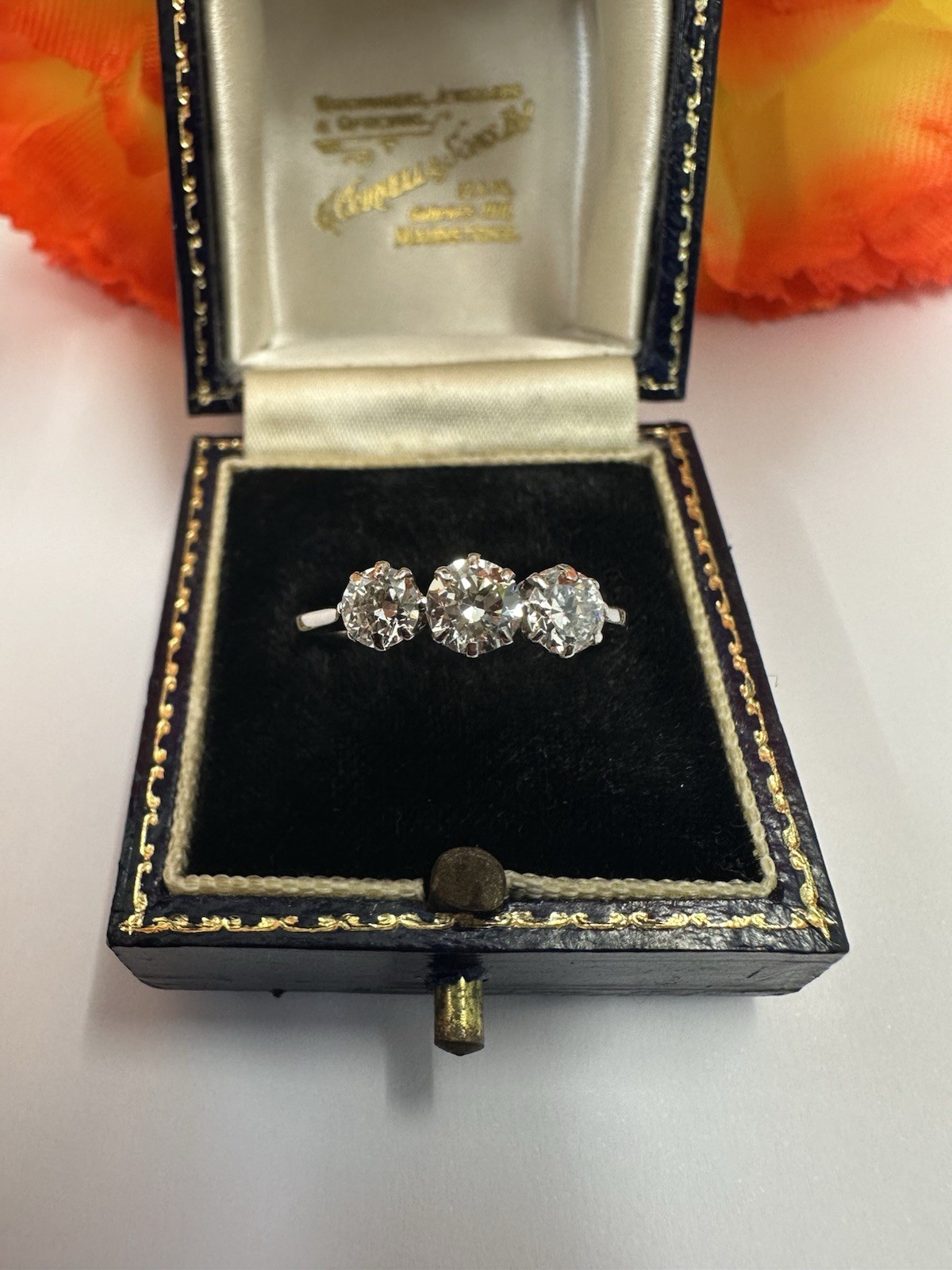 Pretty 0.90ct Diamond 3 Stone. Size Q 3/4.