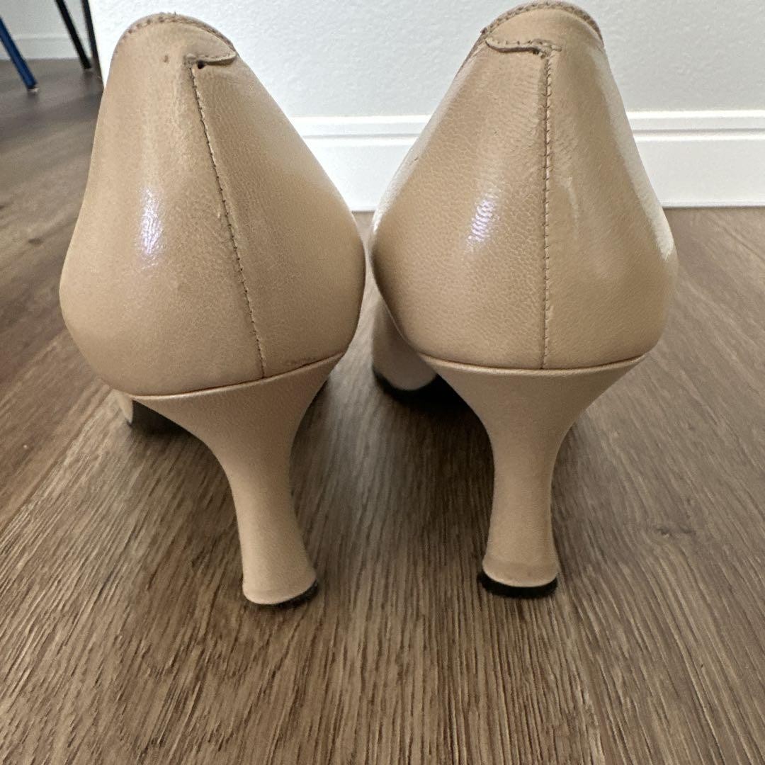 Saint Laurent decolte tacco YSL EU35 US5 nastro pelle beige 09784a