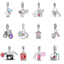 MULA 925 Sterling Silver DIY Charm AAA CZ I LOVE LIFE Pendant For Women Bracelet