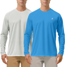 Mens UPF 50 UV Sun Protection Shirts Outdoor Long Sleeve SPF Rash Guard for Fis