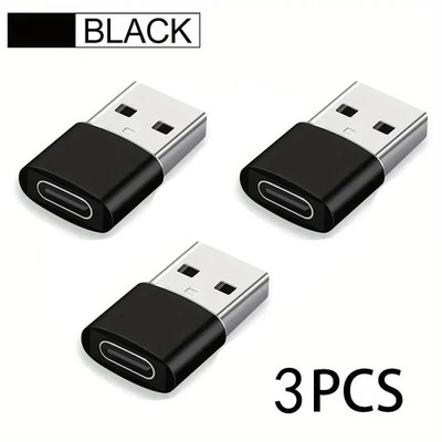 3-Pack USB to USB C Adapter, USB C Female to USB Male Super Fast Charging and OT