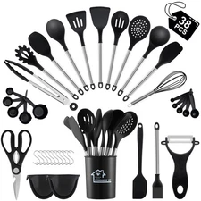 38 Pieces Kitchen Utensils Set Silicone Cooking Utensils Set with Spatula Ute...