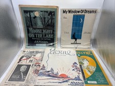 Antique Sheet Music Lot Moonlight Lake Spanish Town Evangelyne