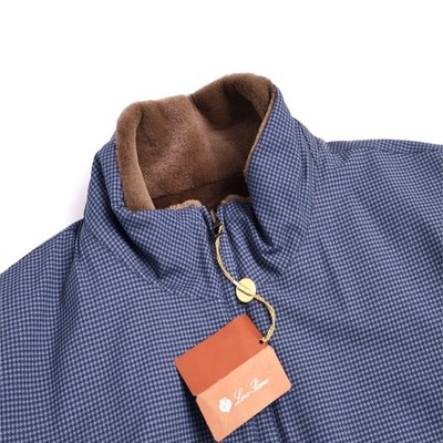 $16,450 Loro Piana 54  Reversible Bomber Windfur - Mink ,Fancy Blue NWT!