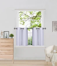 1 Pair of Small Short Semi Sheer Unlined Window Curtain Silk Panels N29