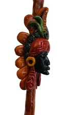 Guatemala Handmade Carved Mayan Wooden Warrior Tiki Smoking Pipe